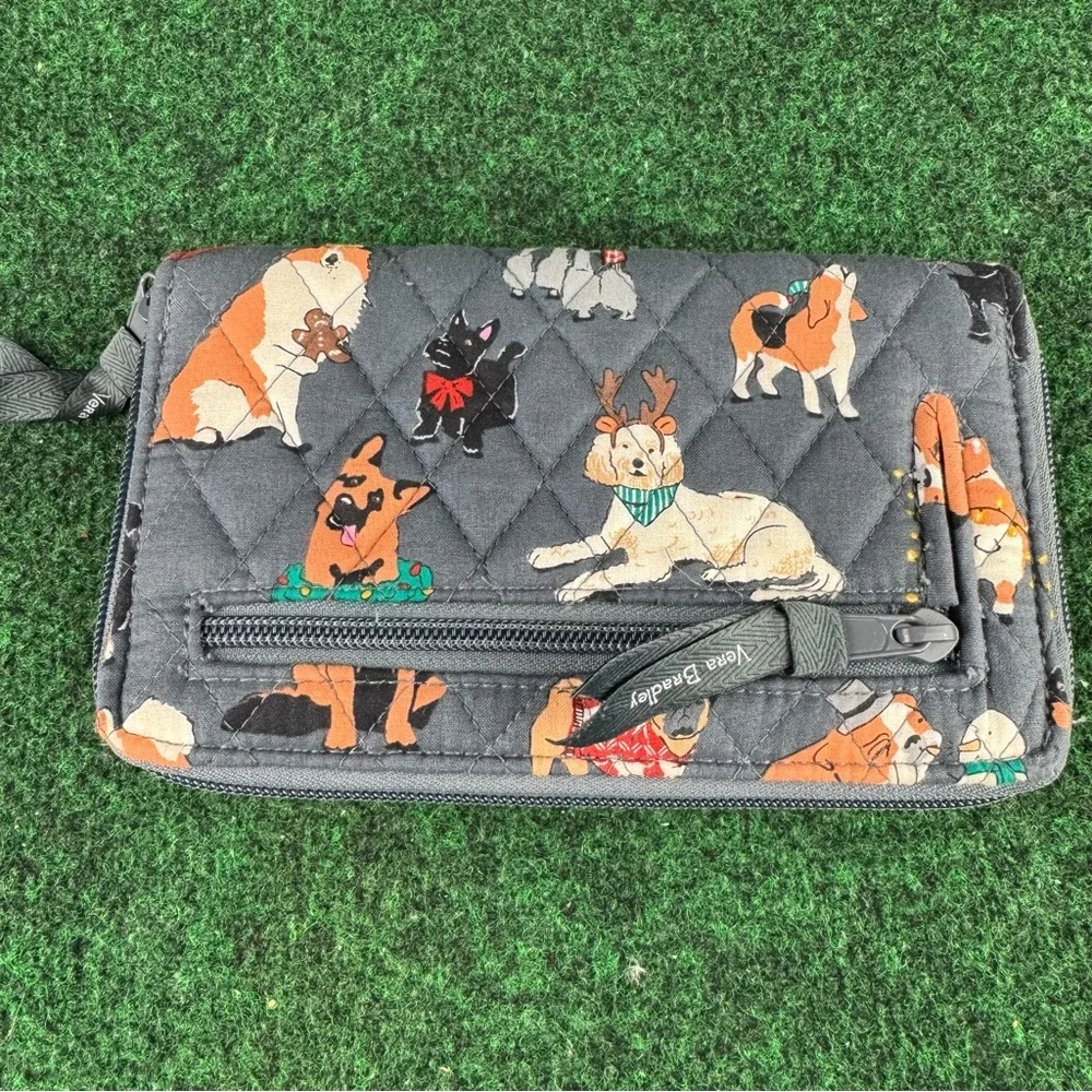 Vera Bradley Holiday Dogs Wallet RFID Zip Around Accordion & Turnlock Front - Picture 6 of 9